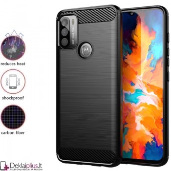 Carbon guminis dėklas - juodas (telefonui Motorola Moto G50)